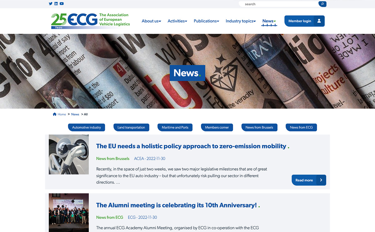 ECG association website and api